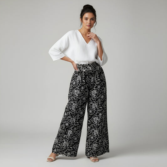 Falda Pantalón Elegancia Floral Nocturna | Ana Lince