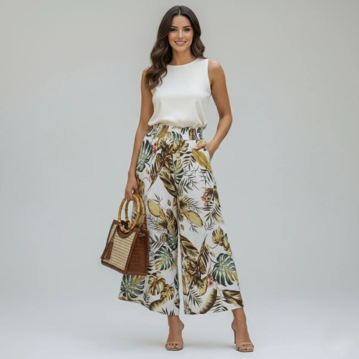 Falda Pantalón Lino Natural | Ana Lince