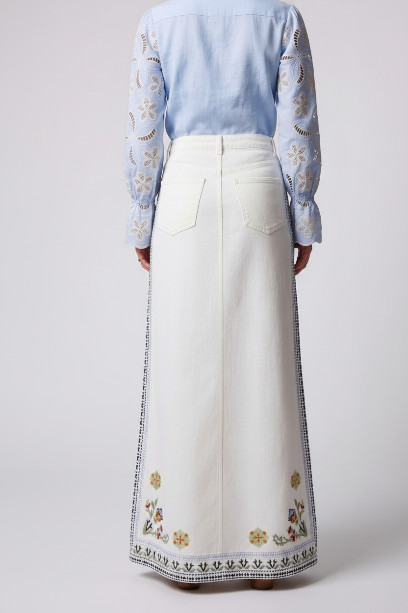 Falda Jean Blanco Versailles
