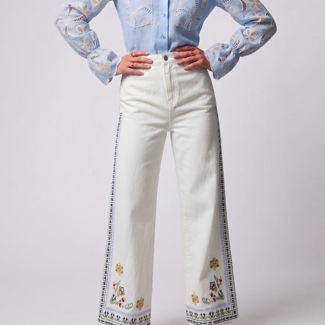 Jean Blanco Versailles Bordado | Ana Lince Colombia