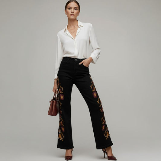 Jean Bordado Floral Verona | Ana Lince