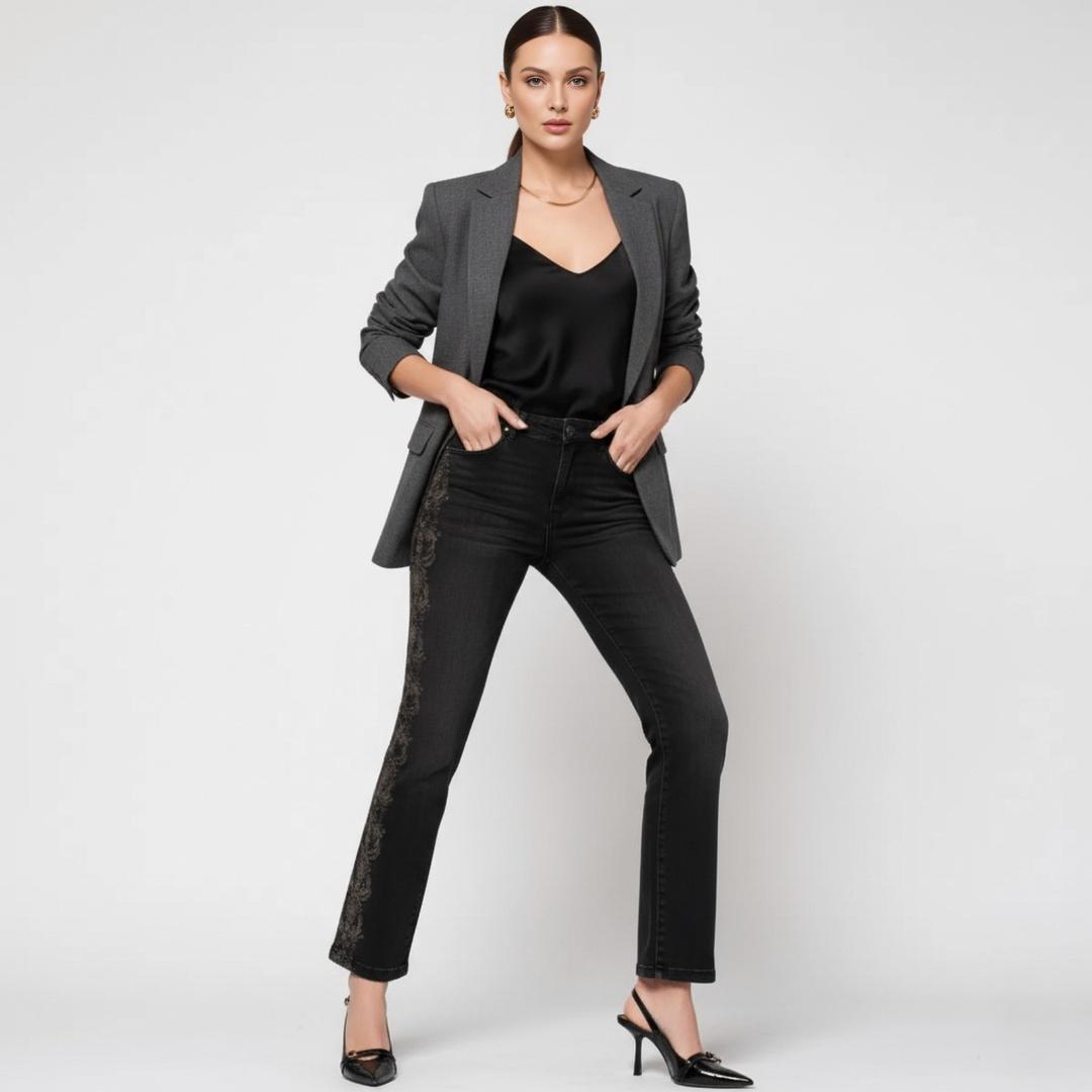 Jean Bordado Noir Estambul | Ana Lince