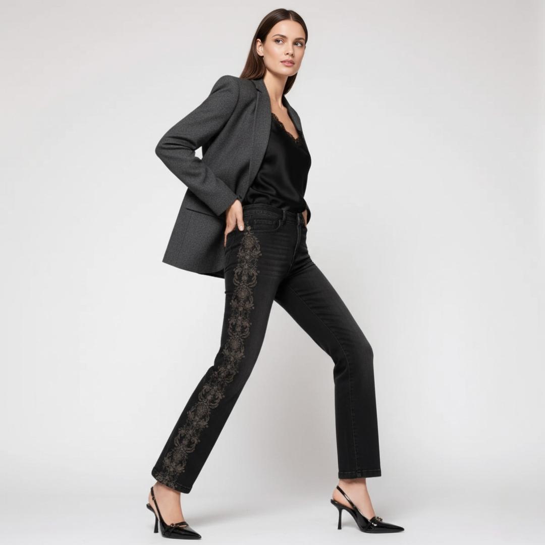 Jean Bordado Noir Estambul | Ana Lince