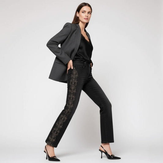 Jean Bordado Noir Estambul | Ana Lince