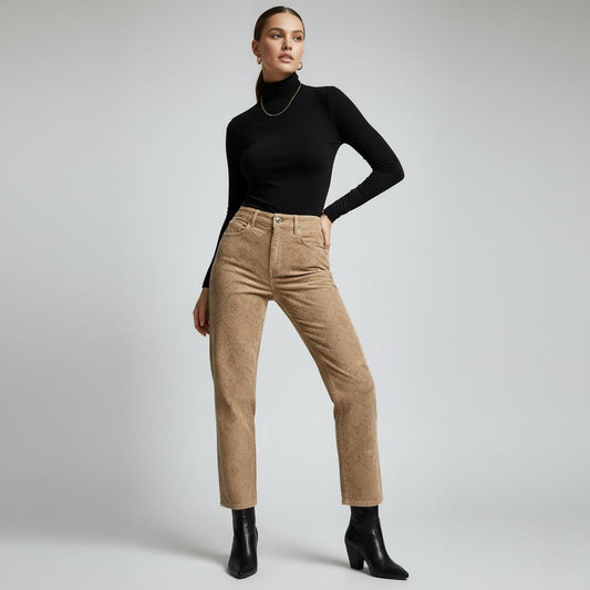 Pantalón Pana Beige Bordado | Ana Lince