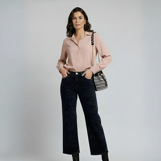 Pantalón Pana Azul Bordado | Ana Lince