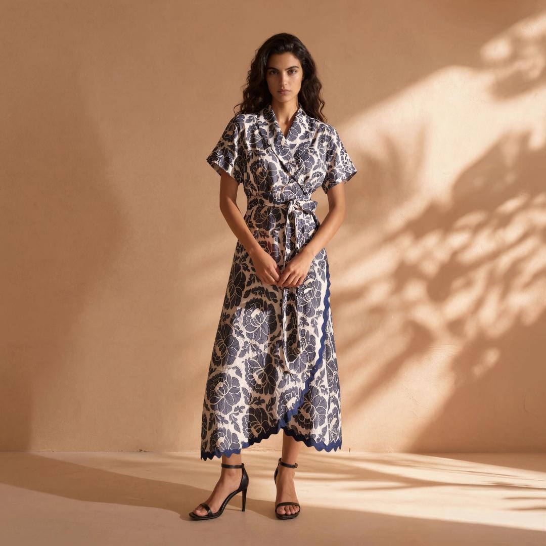 Vestido Cruzado Flora Denim | Ana Lince - Colombia 