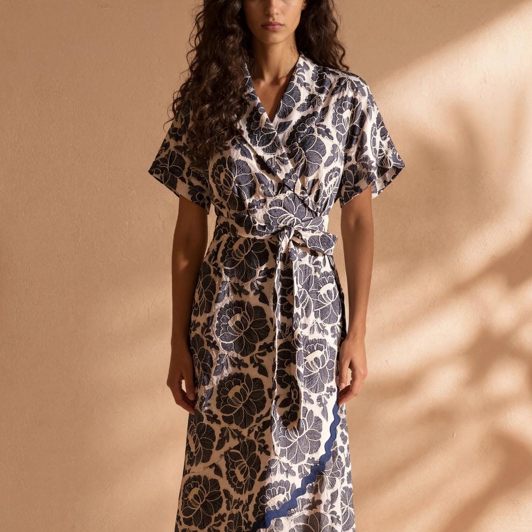 Vestido Cruzado Flora Denim | Ana Lince - Colombia 