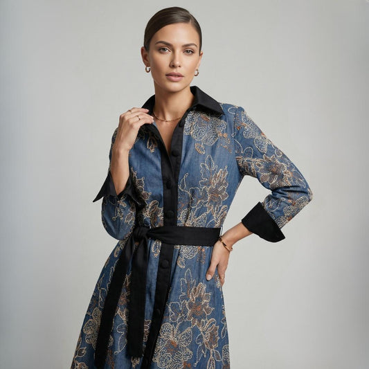 Vestido Flora Azul Noche | Ana Lince