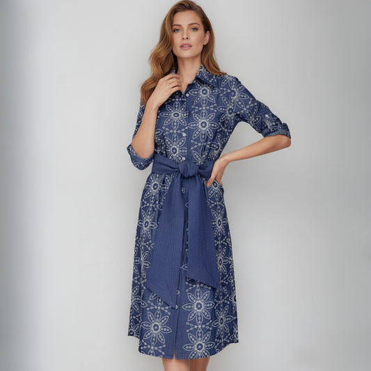 Vestido Indigo Floral | Ana Lince