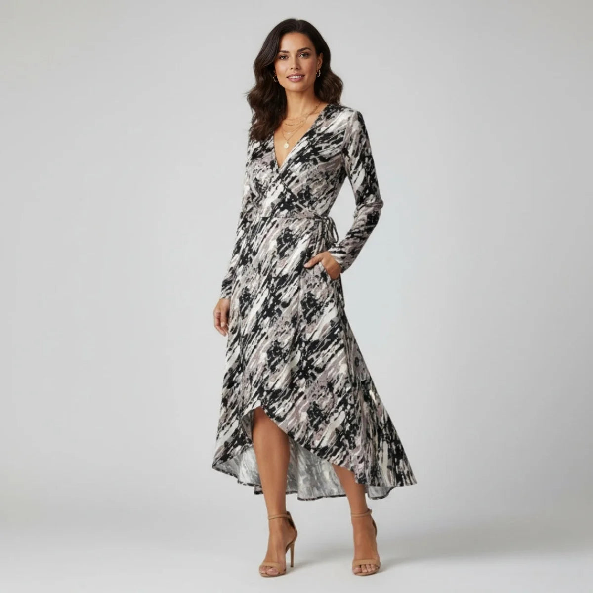 Vestido Seda Print Cruzado - Ana Lince