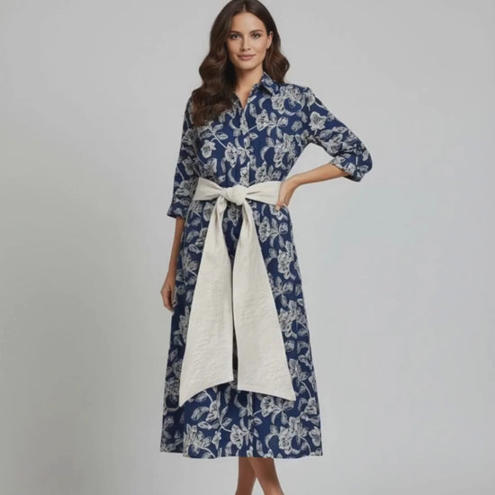 Vestido Flora Azul Marino | Ana Lince