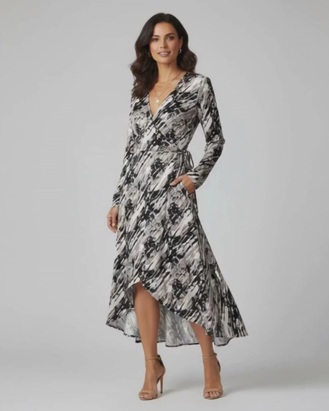 Vestido Seda Print Cruzado - Ana Lince