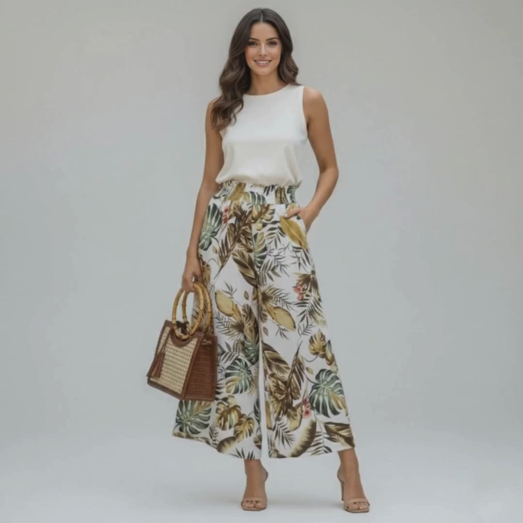 Falda Pantalon Lino Natural | Ana Lince